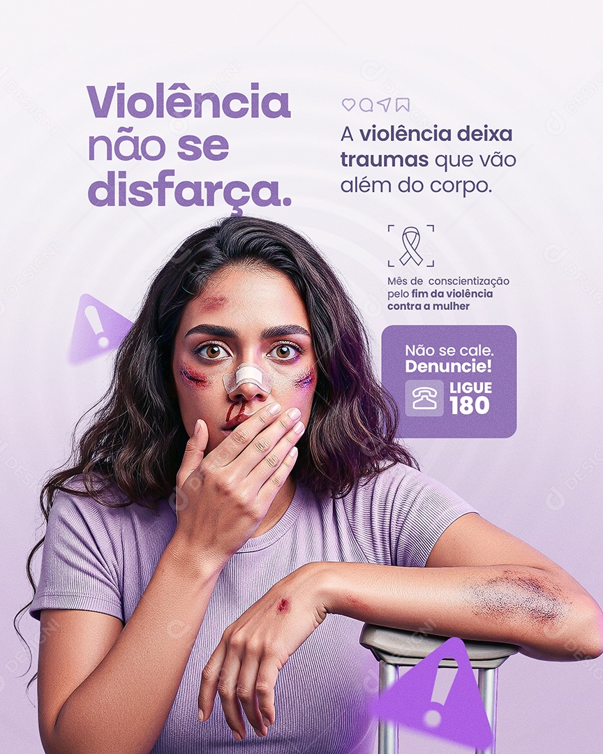 Agosto Lilás ViolênciaNão Se Disfarça Social Media PSD Editável