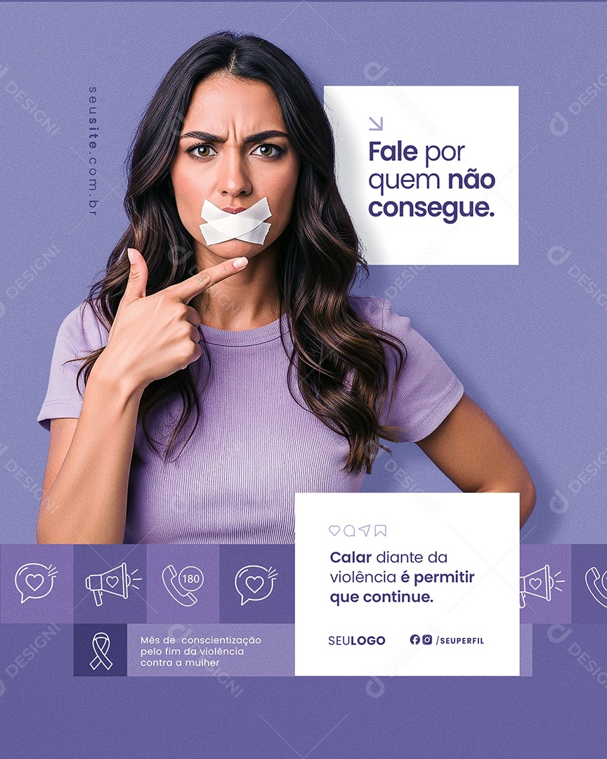 Agosto Lilás Fale Por Quem Não Consegue Social Media PSD Editável