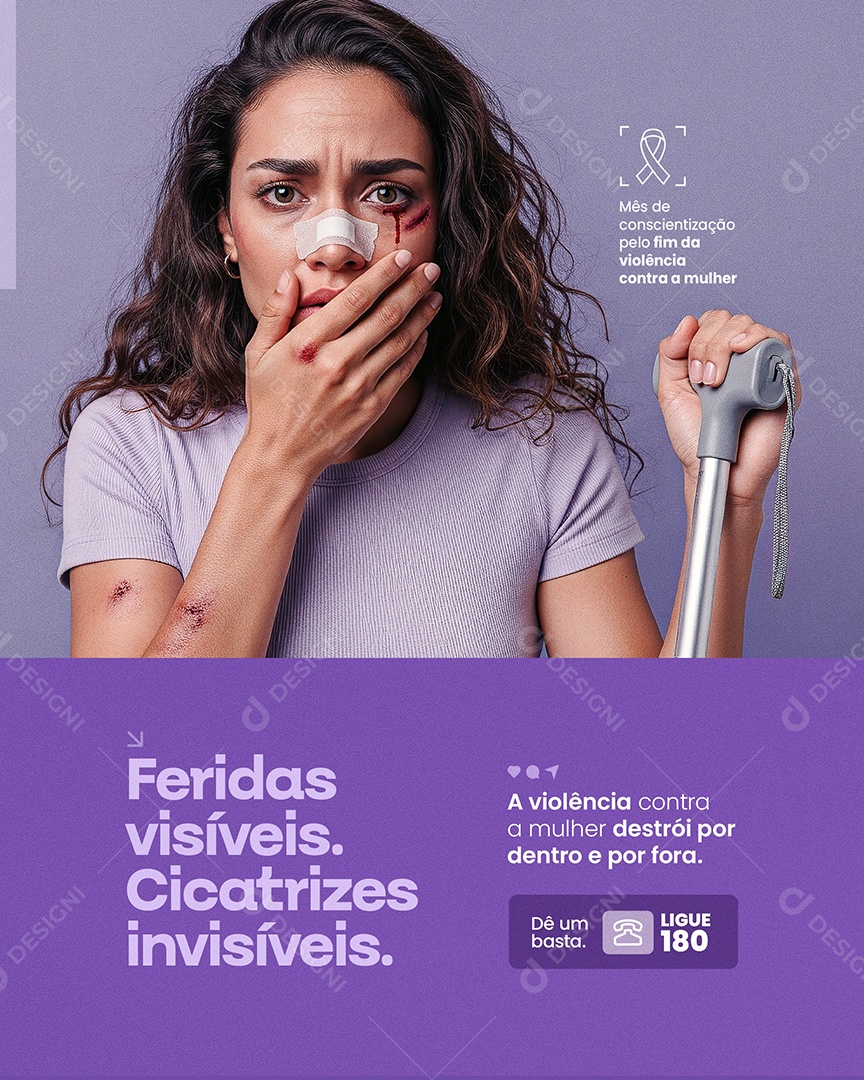 Agosto Lilás Feridas Visíveis Social Media PSD Editável