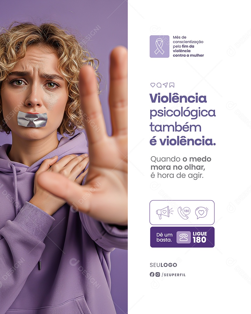 Agosto Lilás Social Media PSD Editável