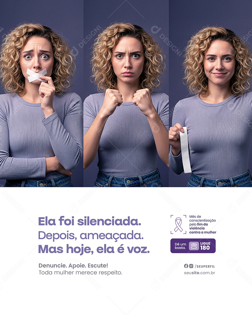 Agosto Lilás Social Media PSD Editável