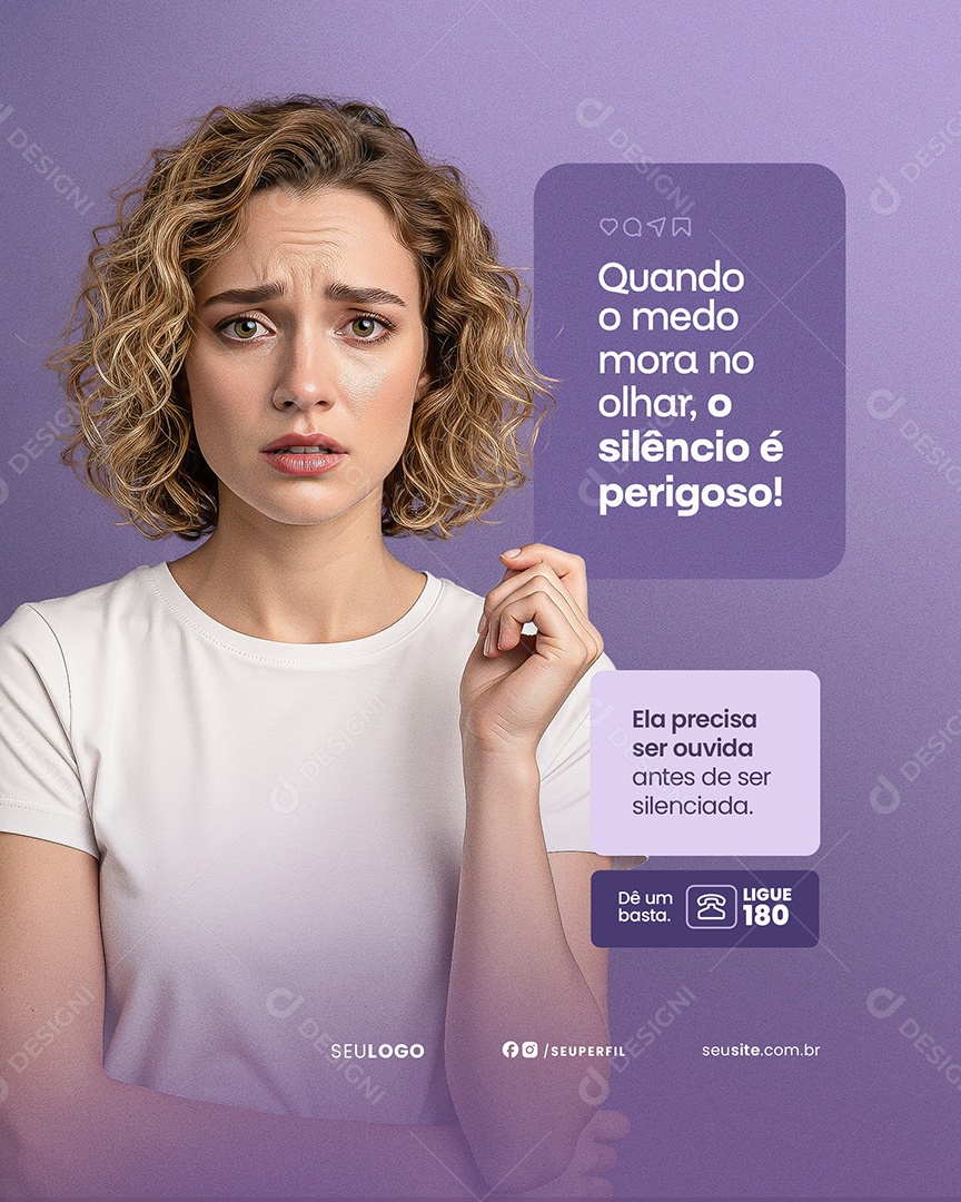 Agosto Lilás Social Media PSD Editável