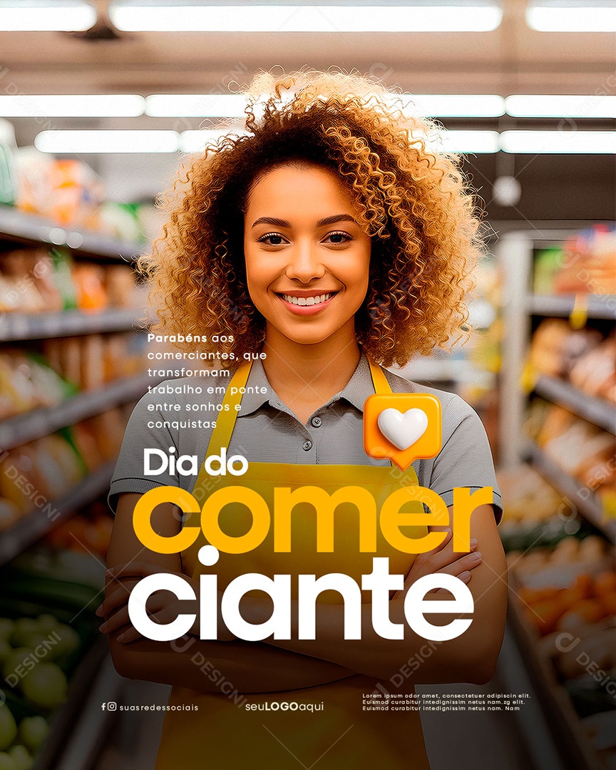 Feliz Dia do Comerciante 16 De Julho Social Media PSD Editável