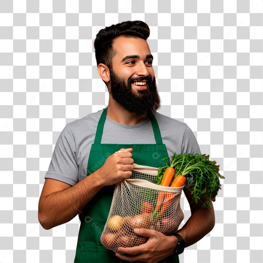Homem Segurando Verduras PNG Transparente