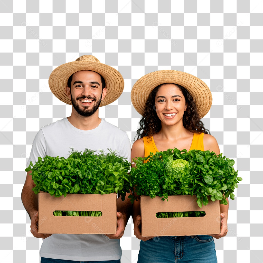 Verdureiros Segurando Cesta PNG Transparente