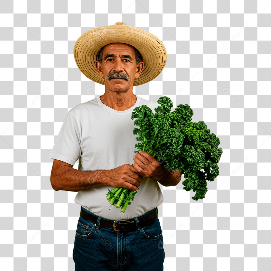 Homem Segurando Brócolis Verduras PNG Transparente