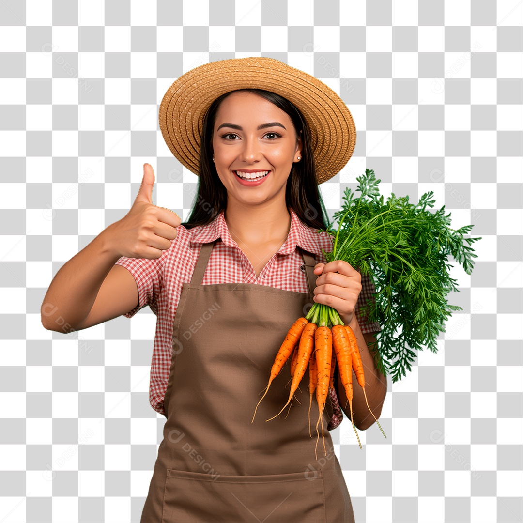 Mulher Segurando Cenouras PNG Transparente