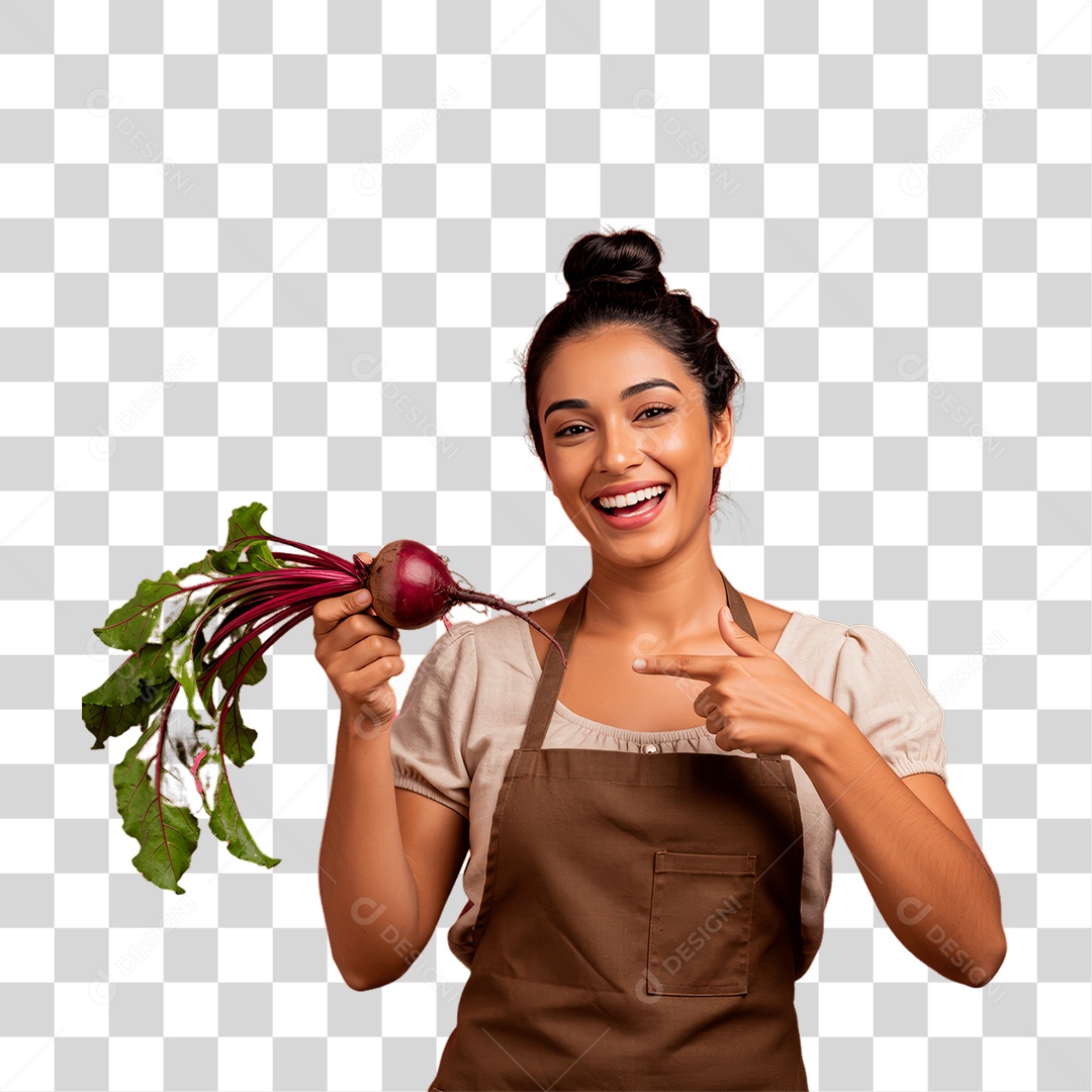 Mulher Segurando Beterraba PNG Transparente