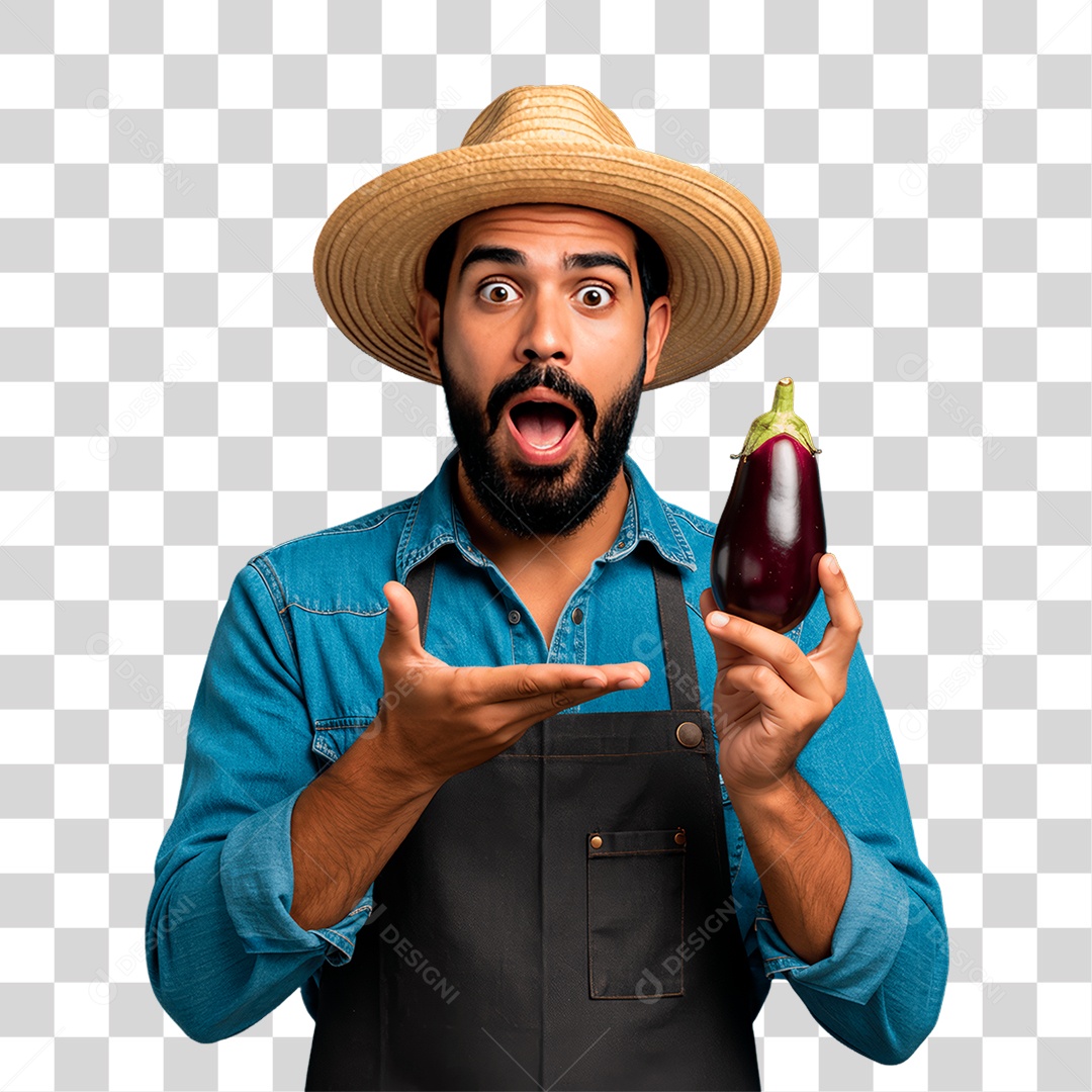 Homem Segurando Berinjela PNG Transparente
