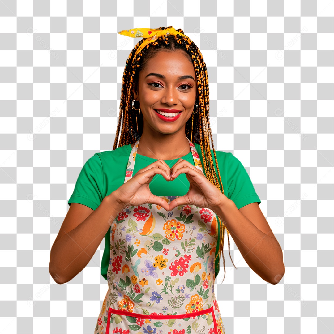 Agricultora Fazendo Sinal de Coração PNG Transparente