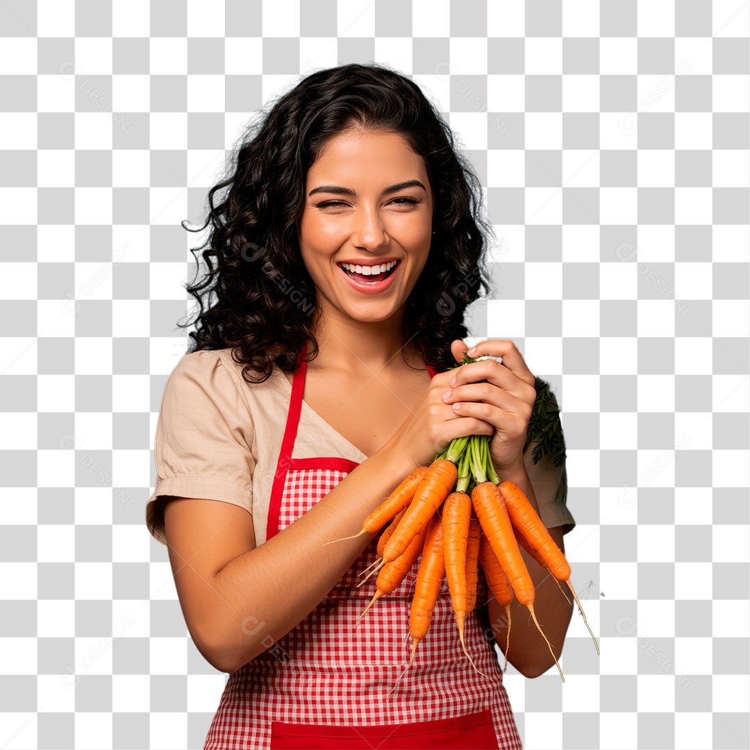 Mulher Segurando Cenouras PNG Transparente