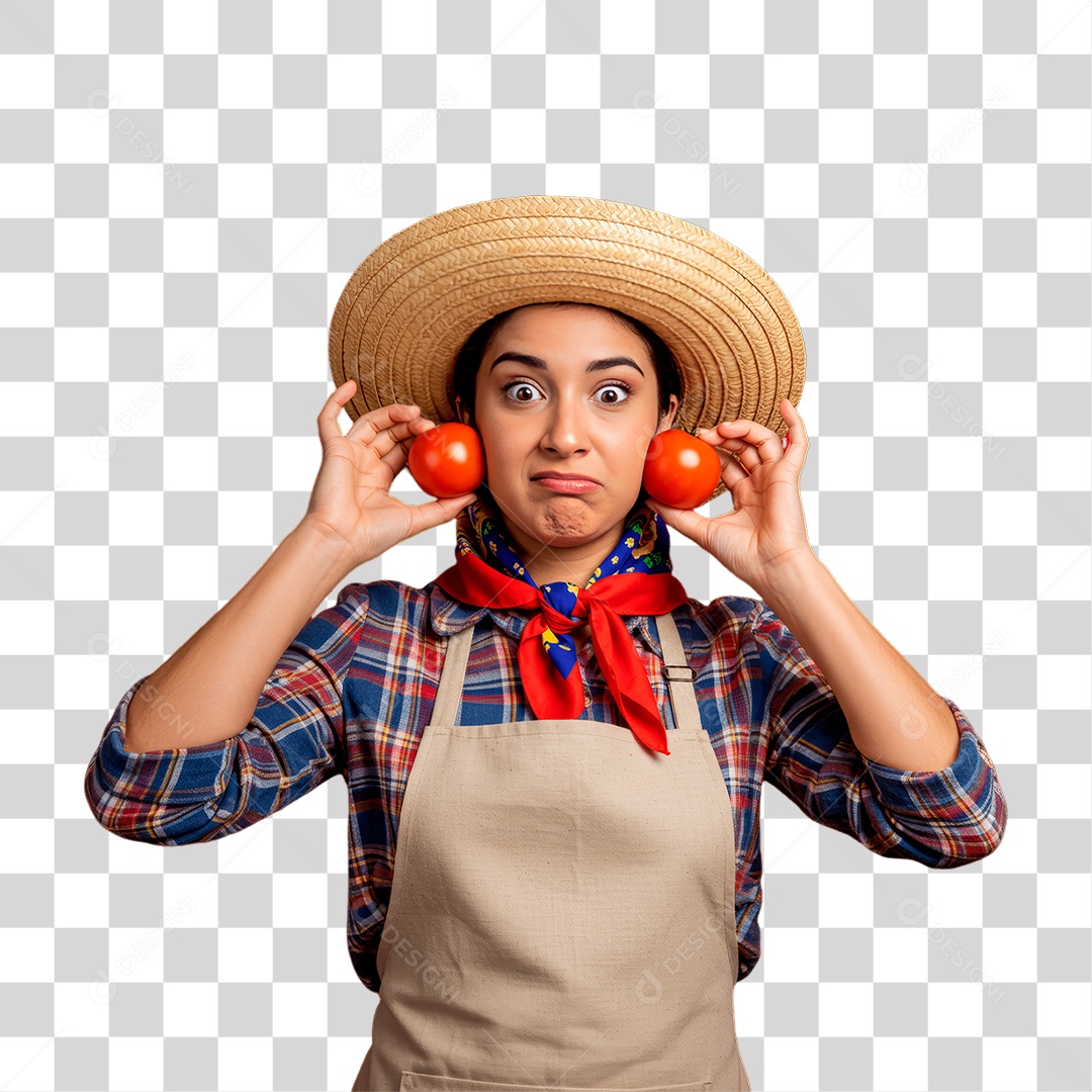 Agricultora Segurando Tomates PNG Transparente
