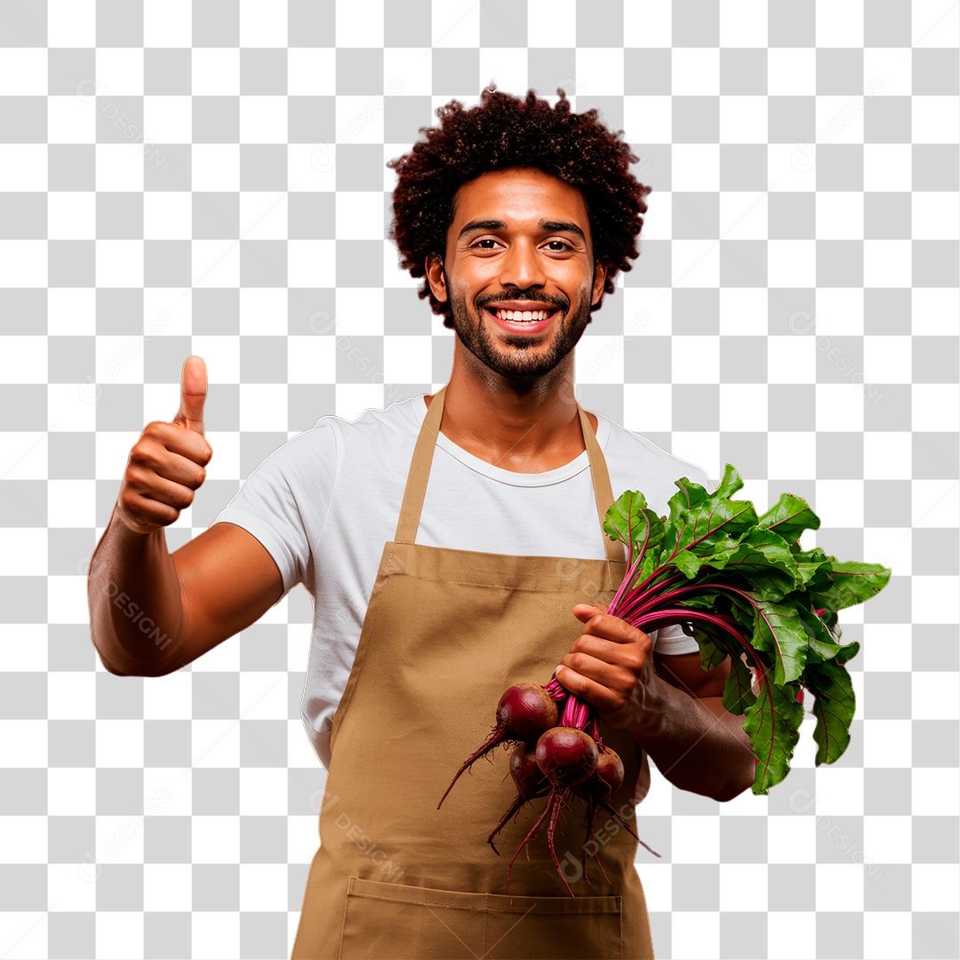 Agricultor Segurando Beterraba PNG Transparente