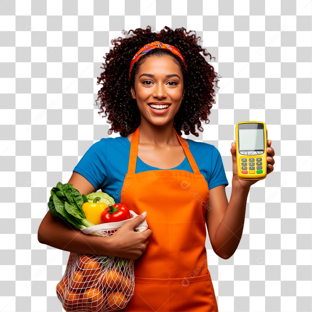 Agricultora Segurando Maquininha PNG Transparente