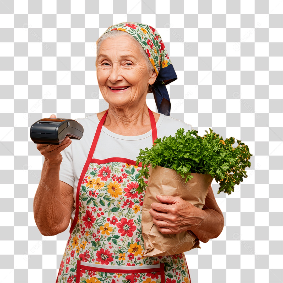 Agricultora Segurando Maquininha PNG Transparente