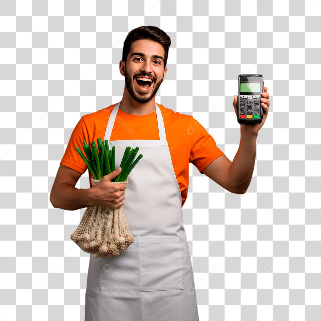 Agricultor Segurando Maquininha PNG Transparente