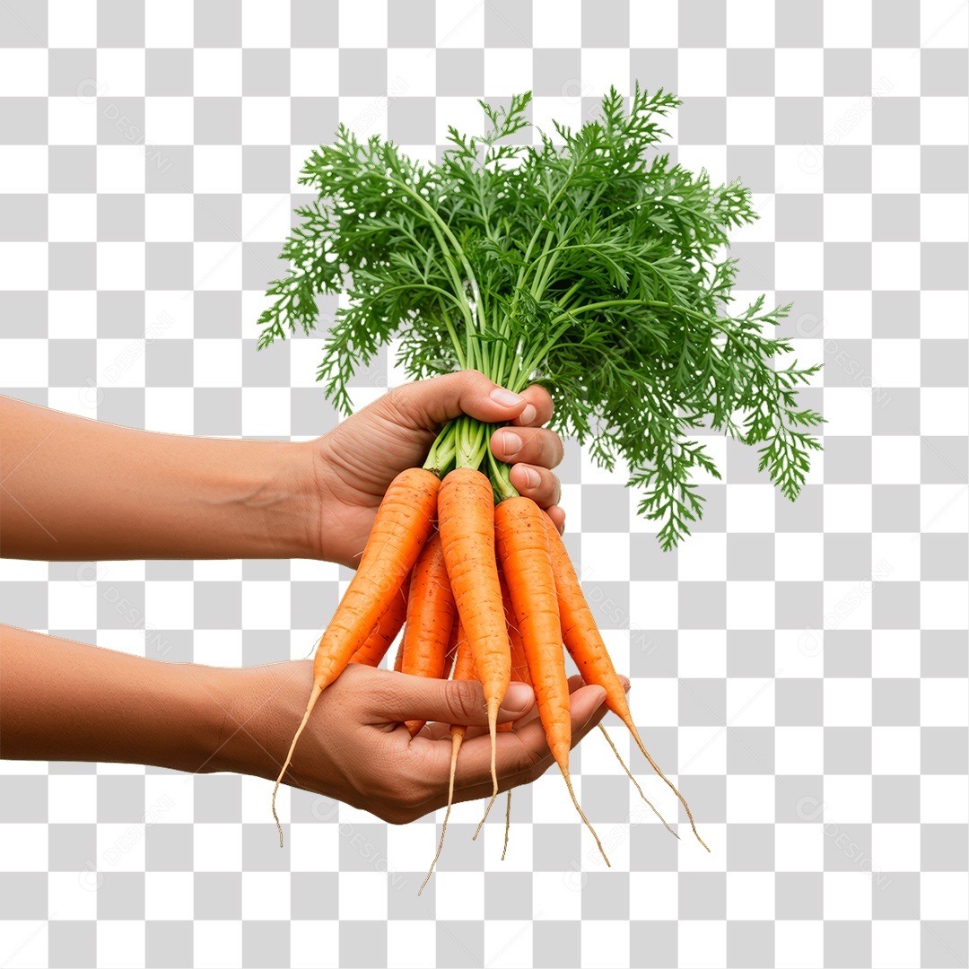 Mãos Segurando Cenouras PNG Transparente