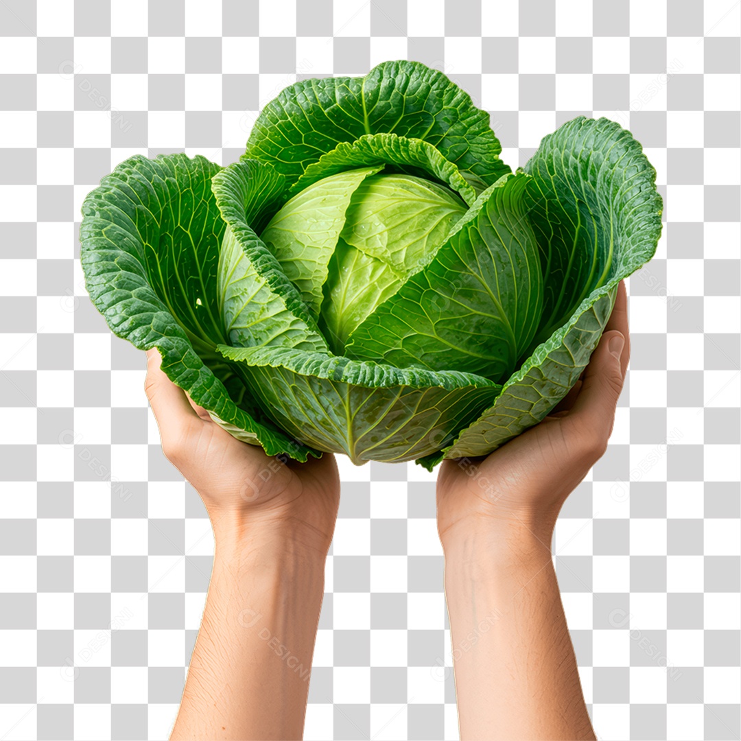 Mãos Segurando Repolho PNG Transparente