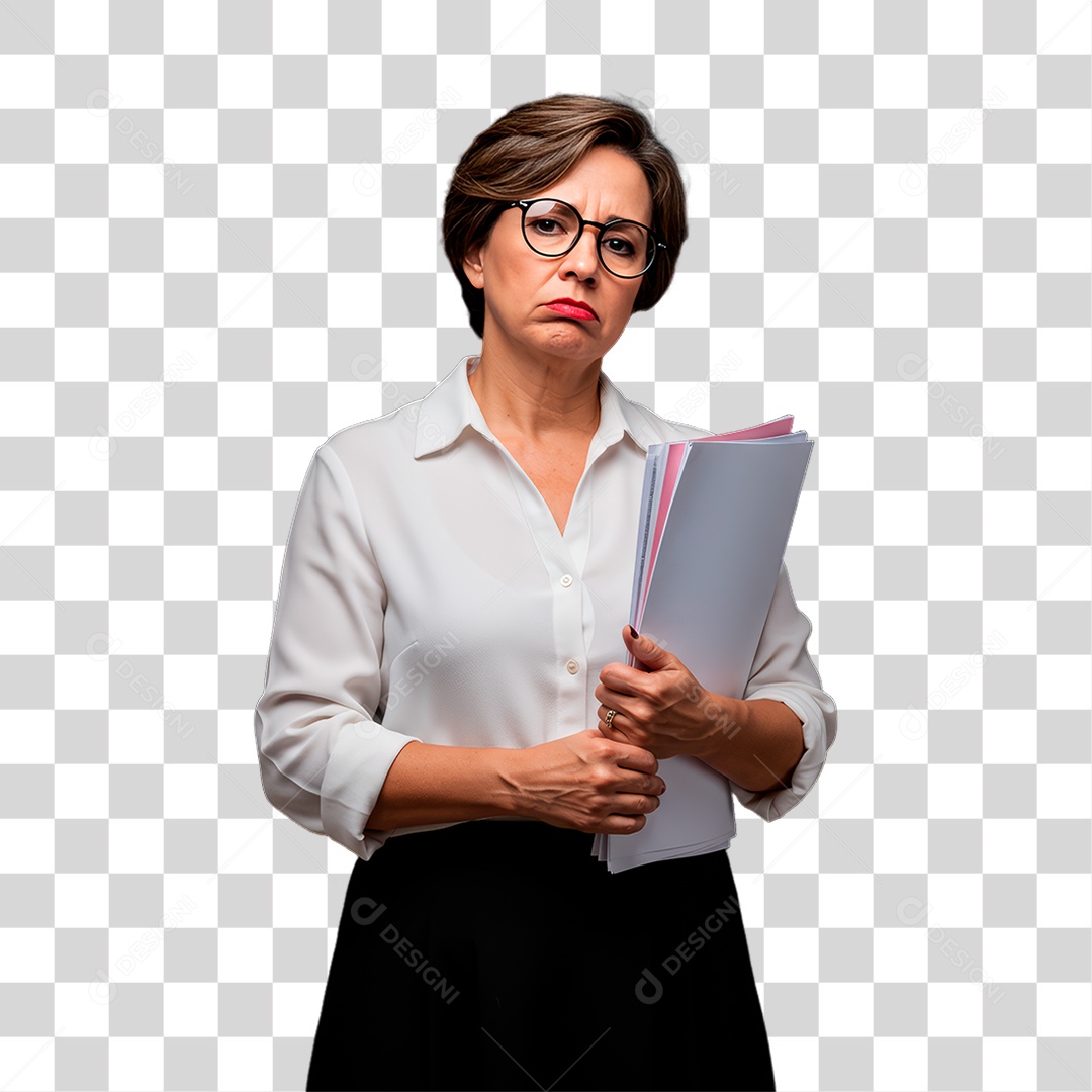 Professora Segurando Folhas PNG Transparente