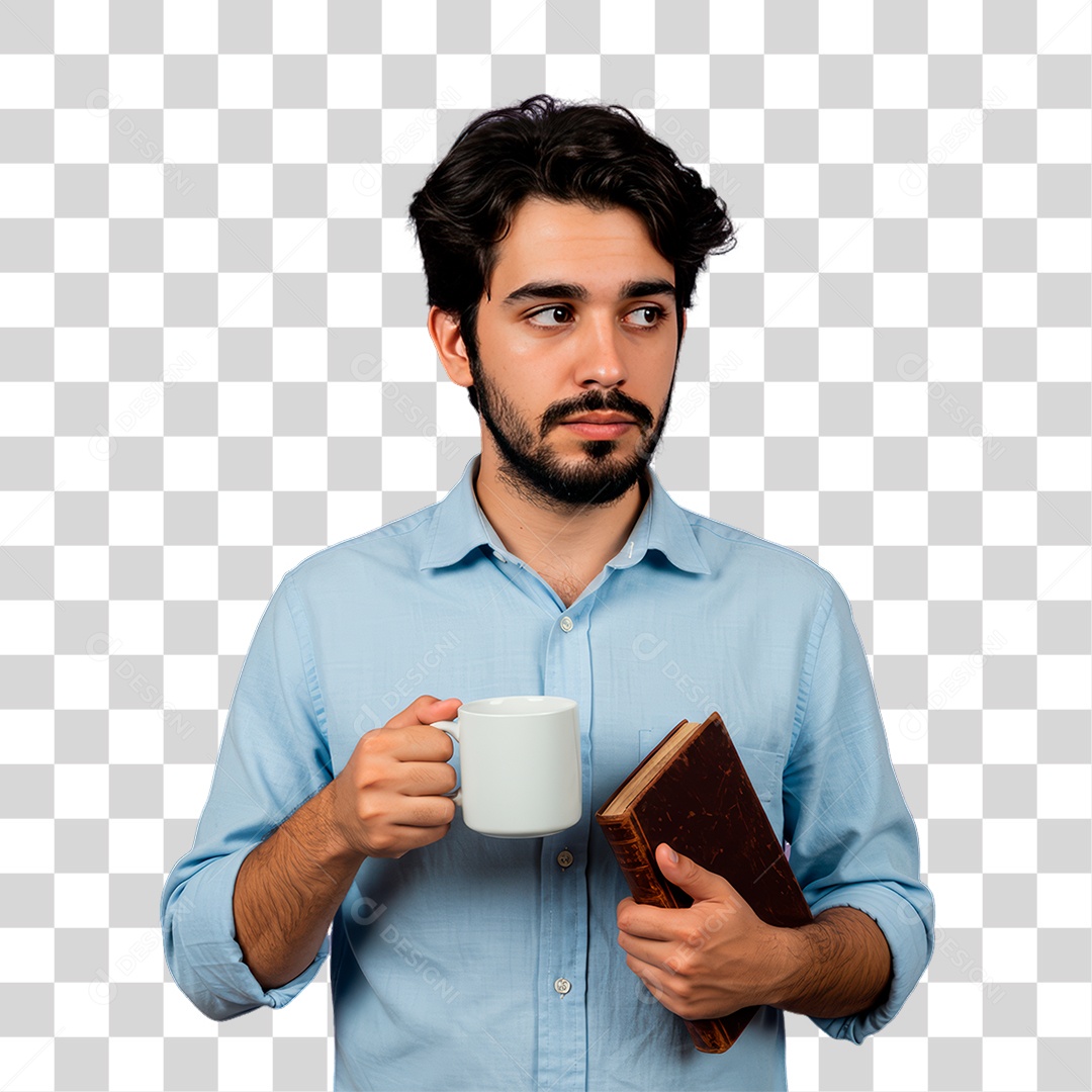 Professor Segurando Xícara PNG Transparente