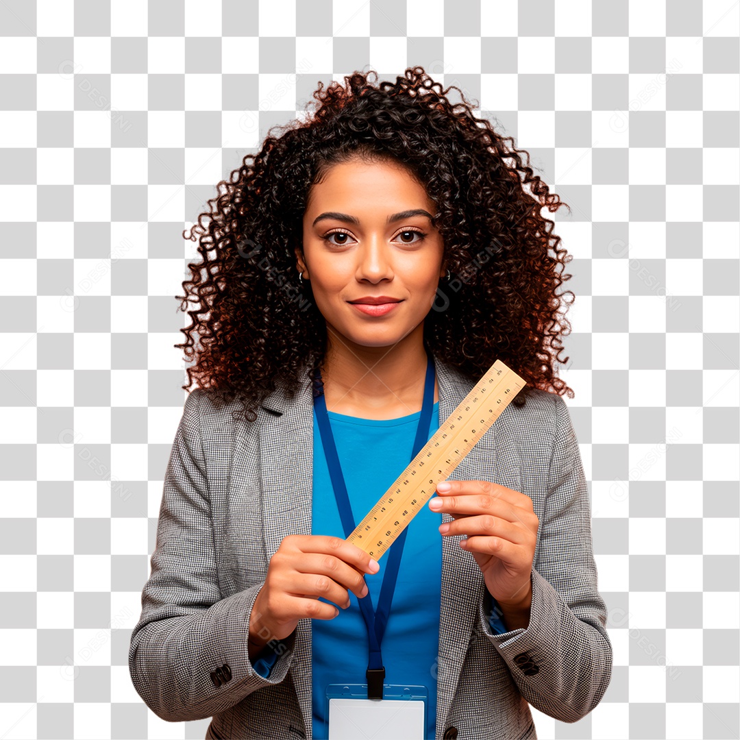 Professora Segurando Régua PNG Transparente