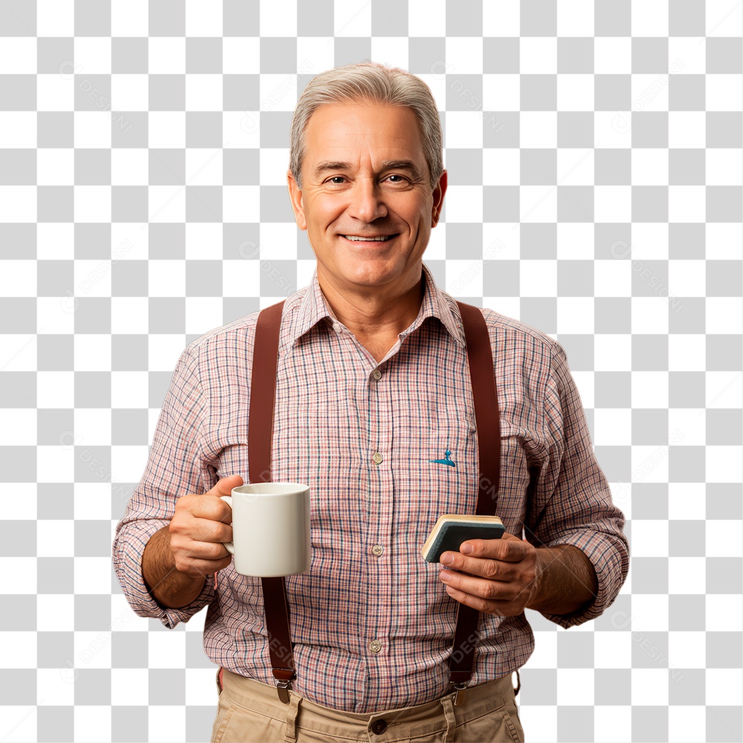Professor Tomando Café PNG Transparente