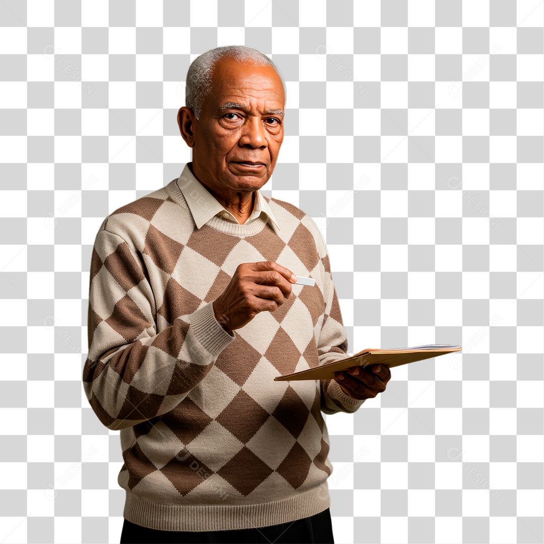 Professor Segurando Folhas PNG Transparente