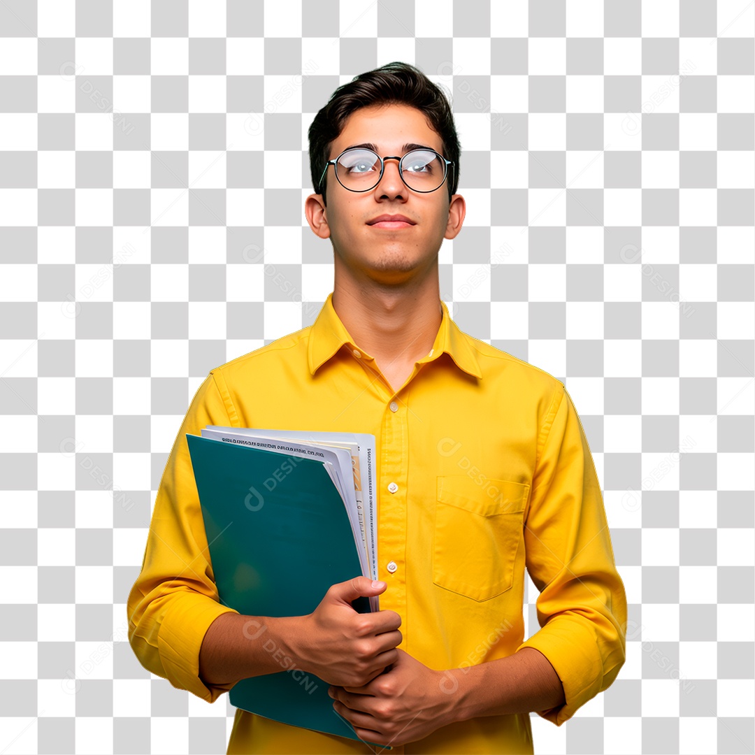 Estudante com Folhas PNG Transparente