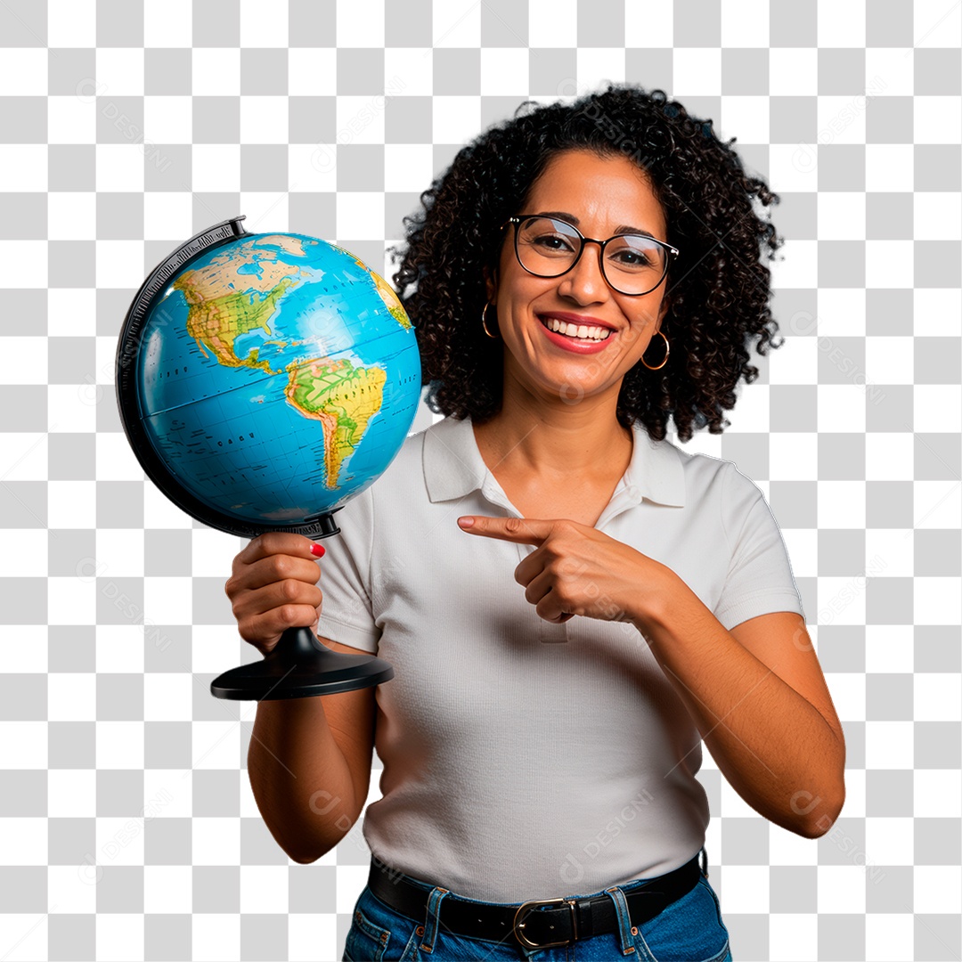 Professor Segurando Globo Terrestre PNG Transparente