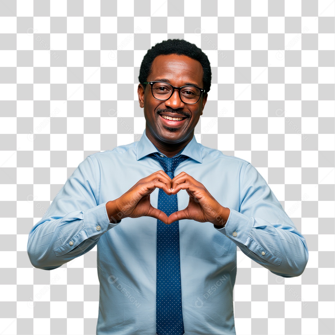 Professor Fazendo Sinal de Coração PNG Transparente