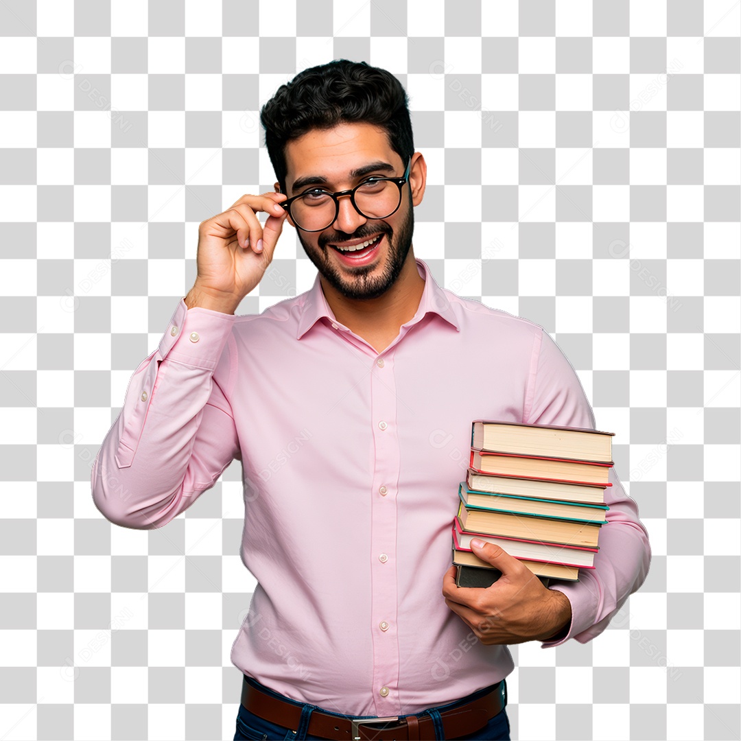 Professor Segurando Livros PNG Transparente