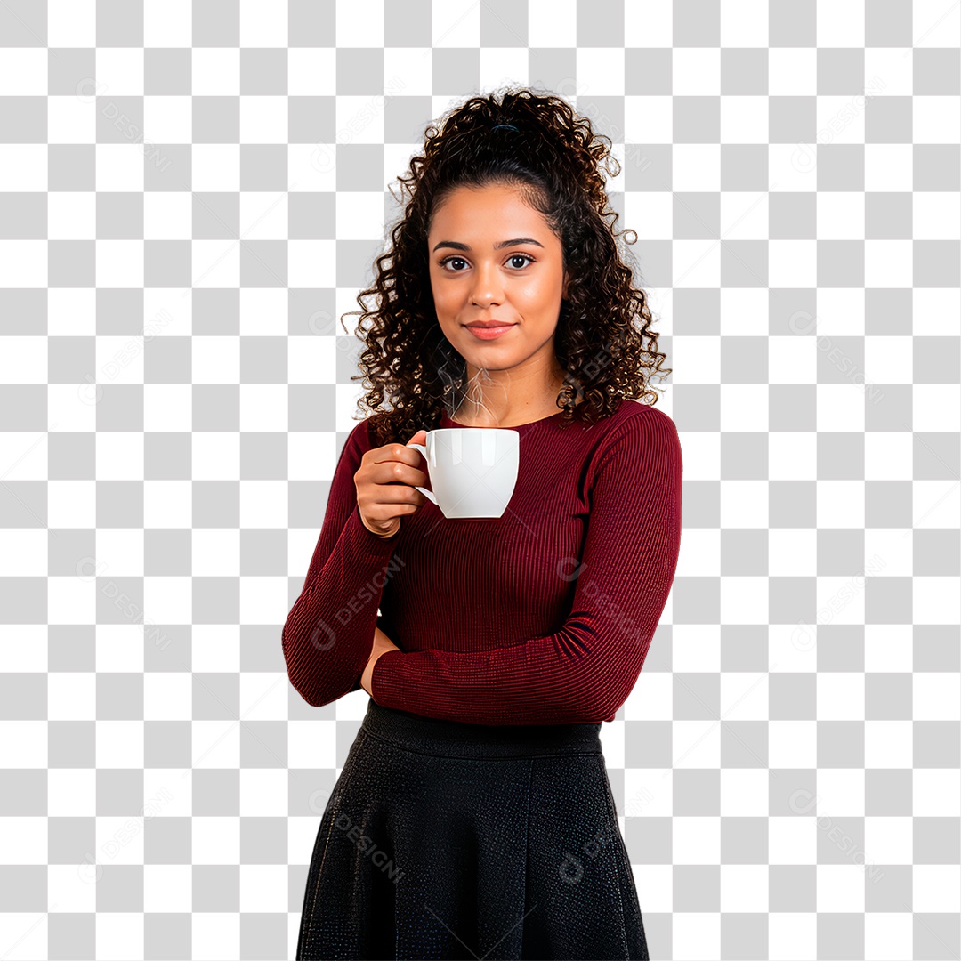 Professora Tomando Café PNG Transparente