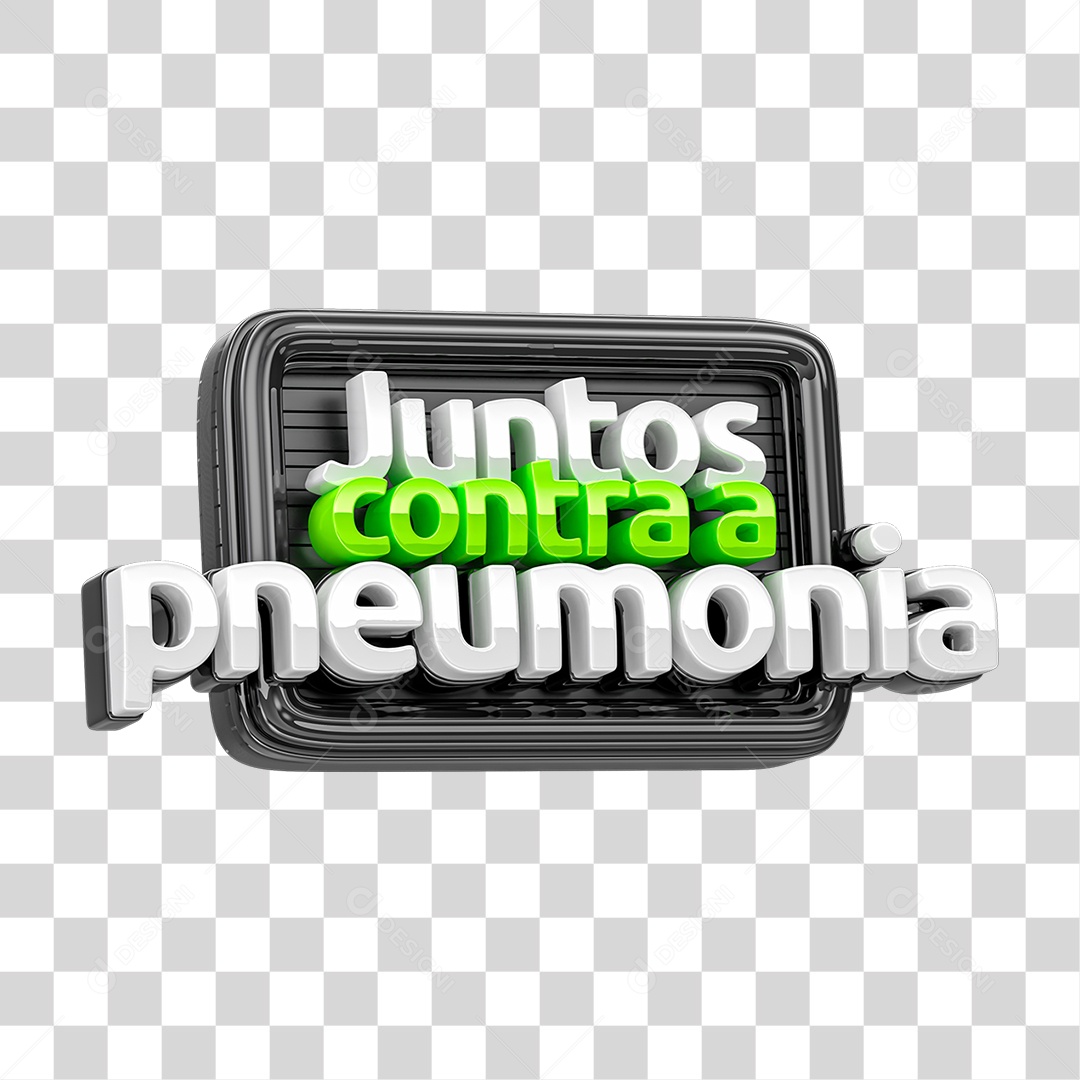 Selo 3D Juntos Contra a Pneumonia PNG Transparente