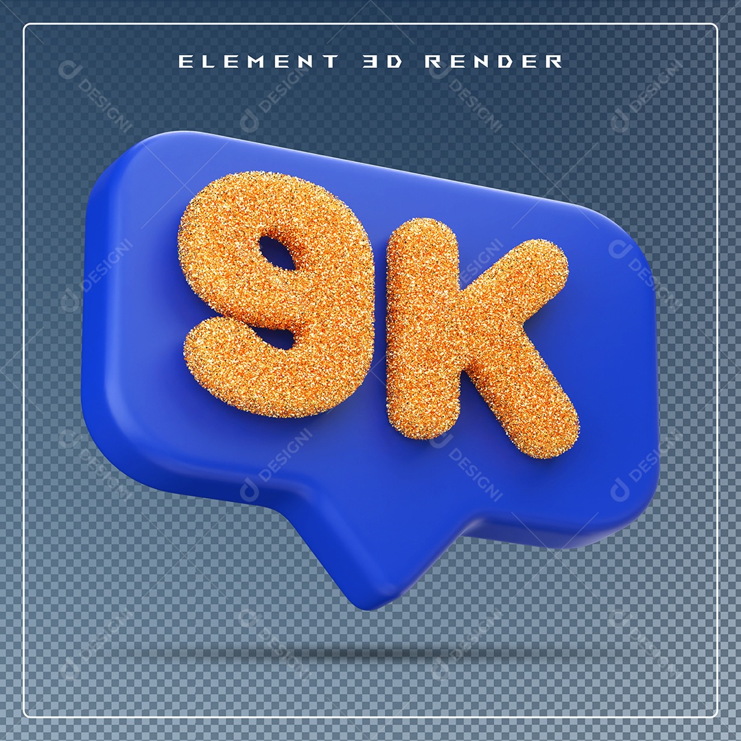 Ícone 3D Azul com 9K de Seguidores Elemento para Composição PSD