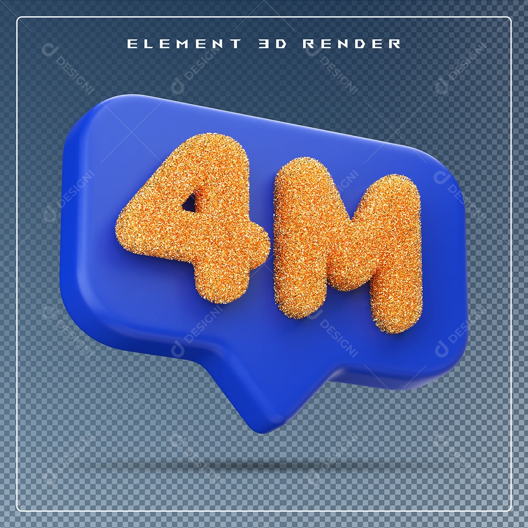 Ícone 3D Azul com 4M de Seguidores Elemento para Composição PSD