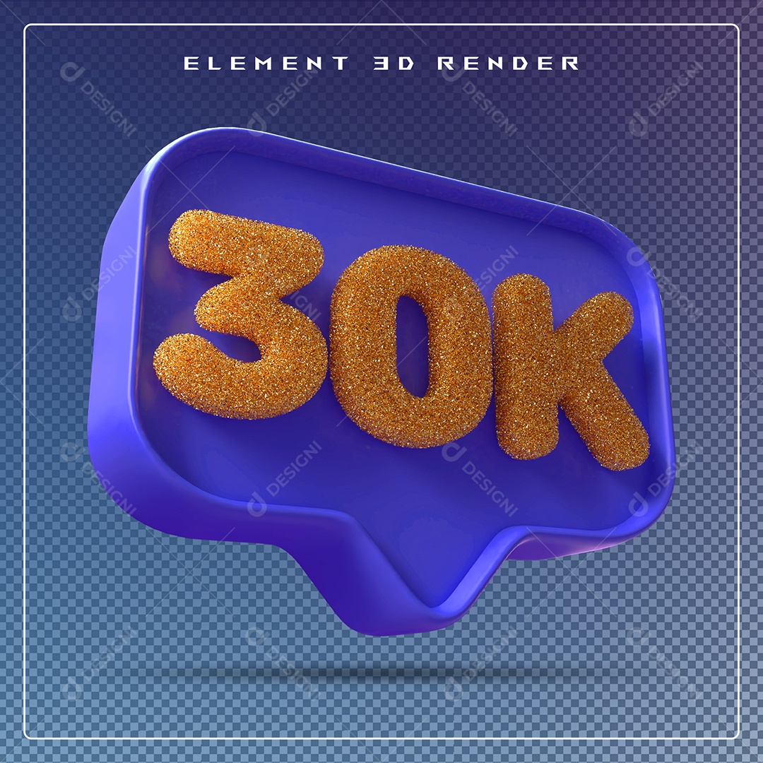 Ícone 3D Azul com 30K de Seguidores Elemento para Composição PSD