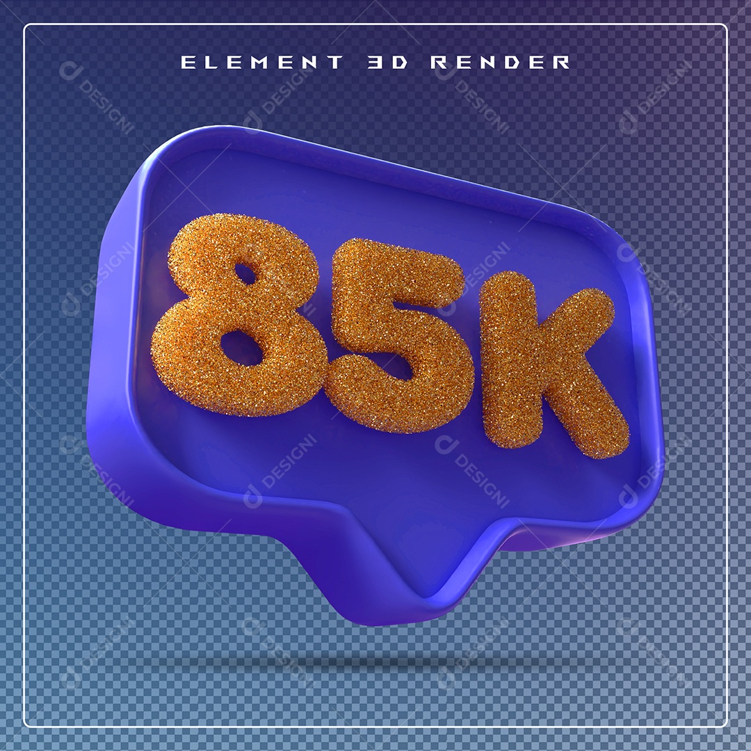 Ícone 3D Azul com 85K de Seguidores Elemento para Composição PSD