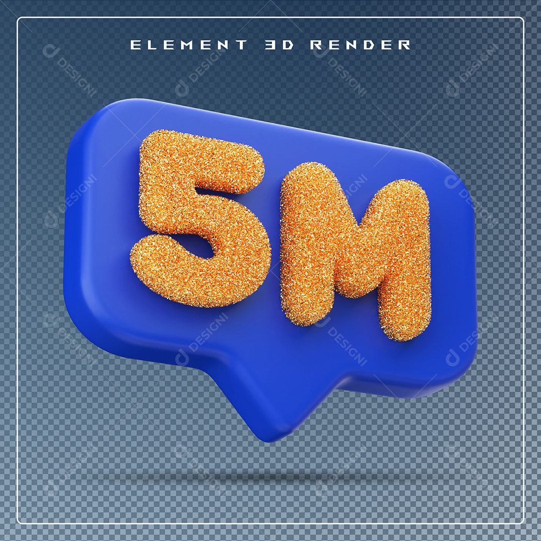 Ícone 3D Azul com 5M de Seguidores Elemento para Composição PSD