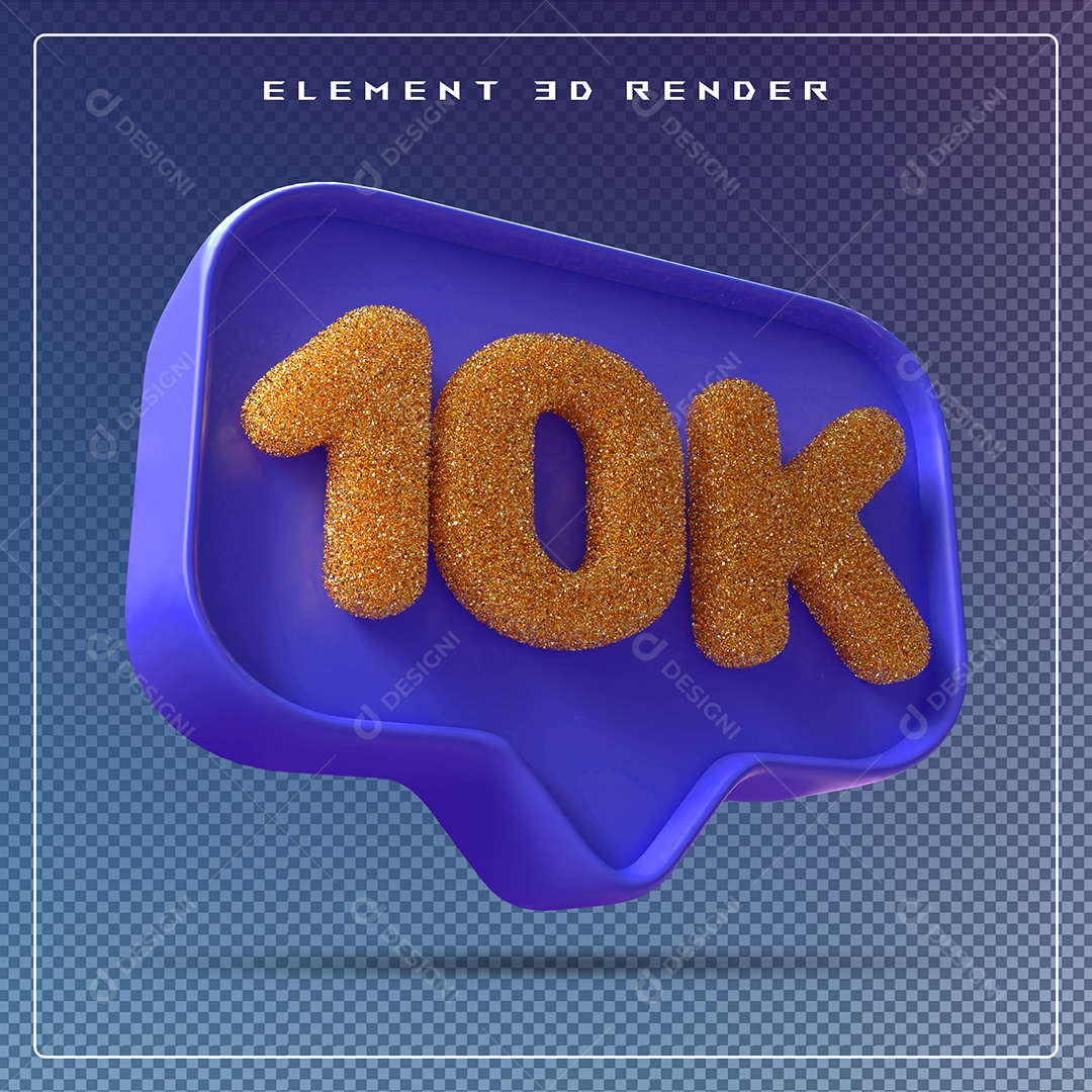 Ícone 3D Azul com 10K de Seguidores Elemento para Composição PSD