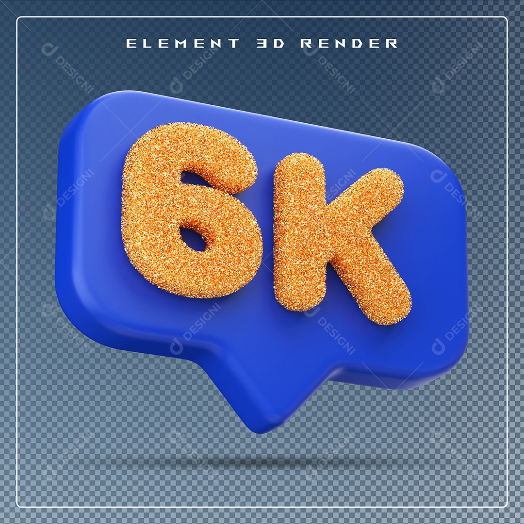 Ícone 3D Azul com 6K de Seguidores Elemento para Composição PSD