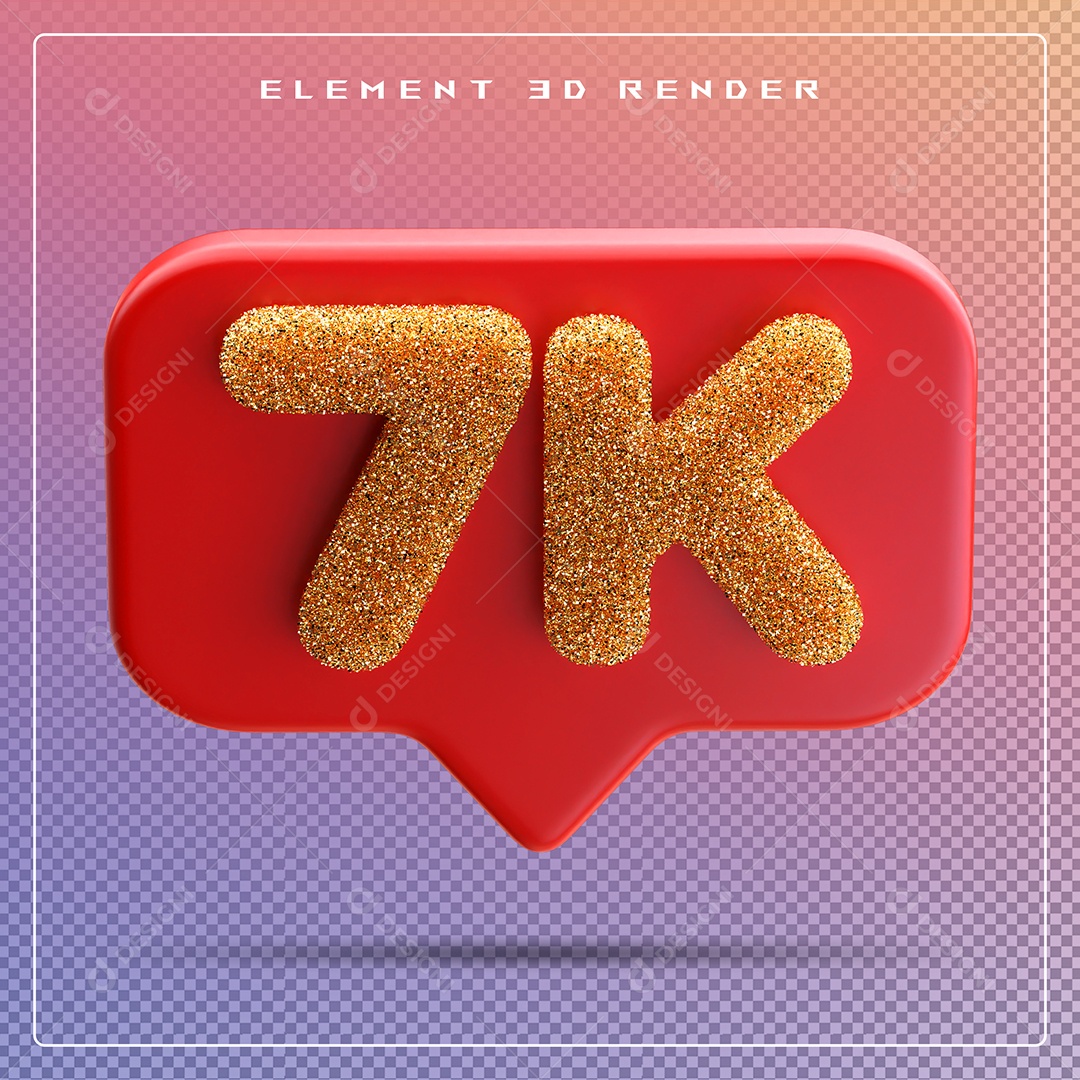 Ícone 3D Vermelho com 7K de Seguidores Elemento para Composição PSD