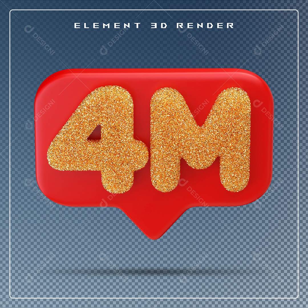 Ícone 3D Vermelho com 4M de Seguidores Elemento para Composição PSD