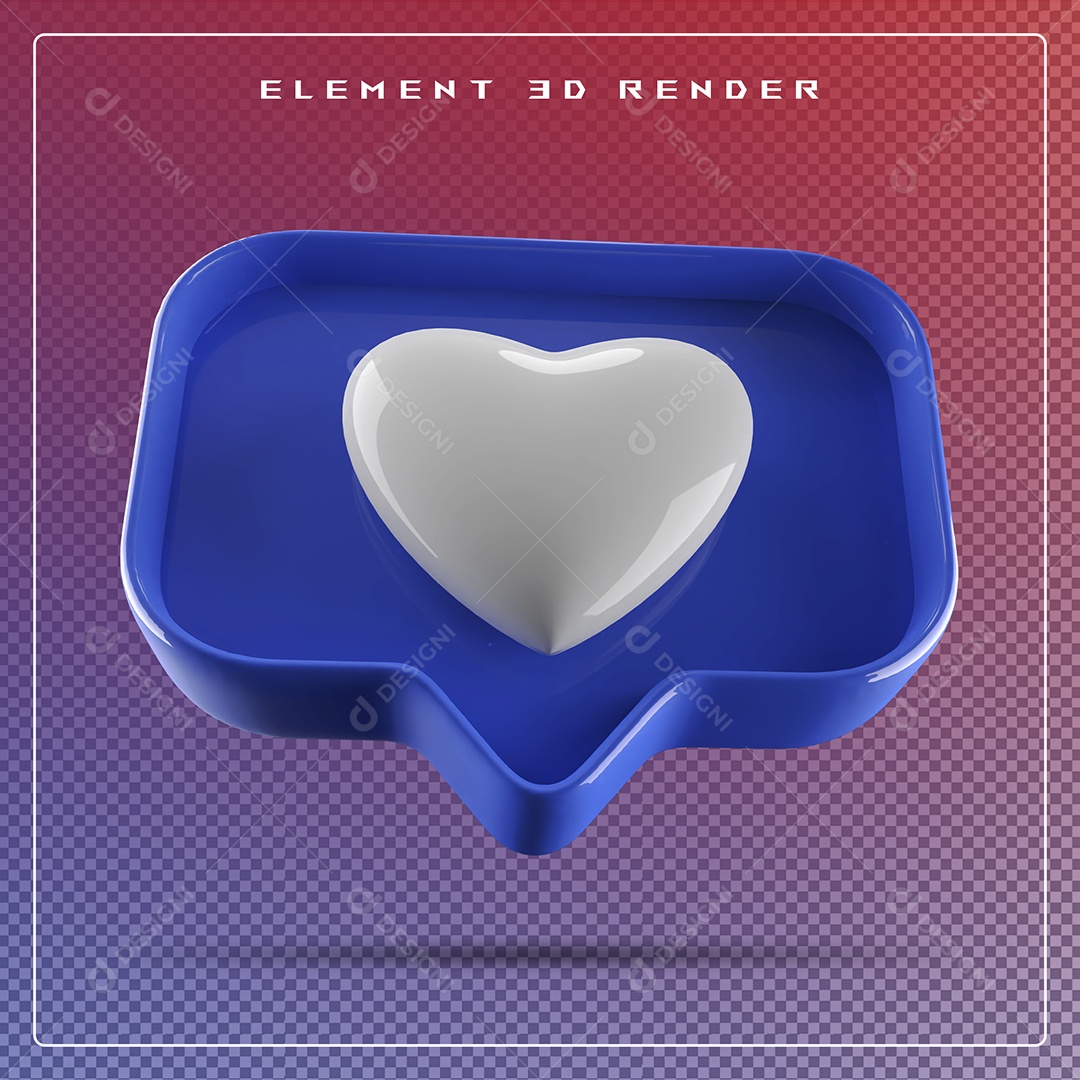 Ícone 3D Balão de Fala com Um Coração Elemento para Composição PSD