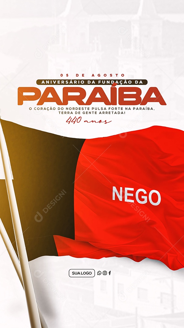 Story Aniversário da Fundação da Paraíba 05 de Agosto Social Media PSD Editável