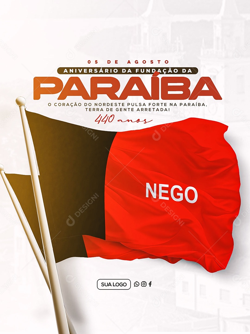 Aniversário da Fundação da Paraíba 05 de Agosto Social Media PSD Editável
