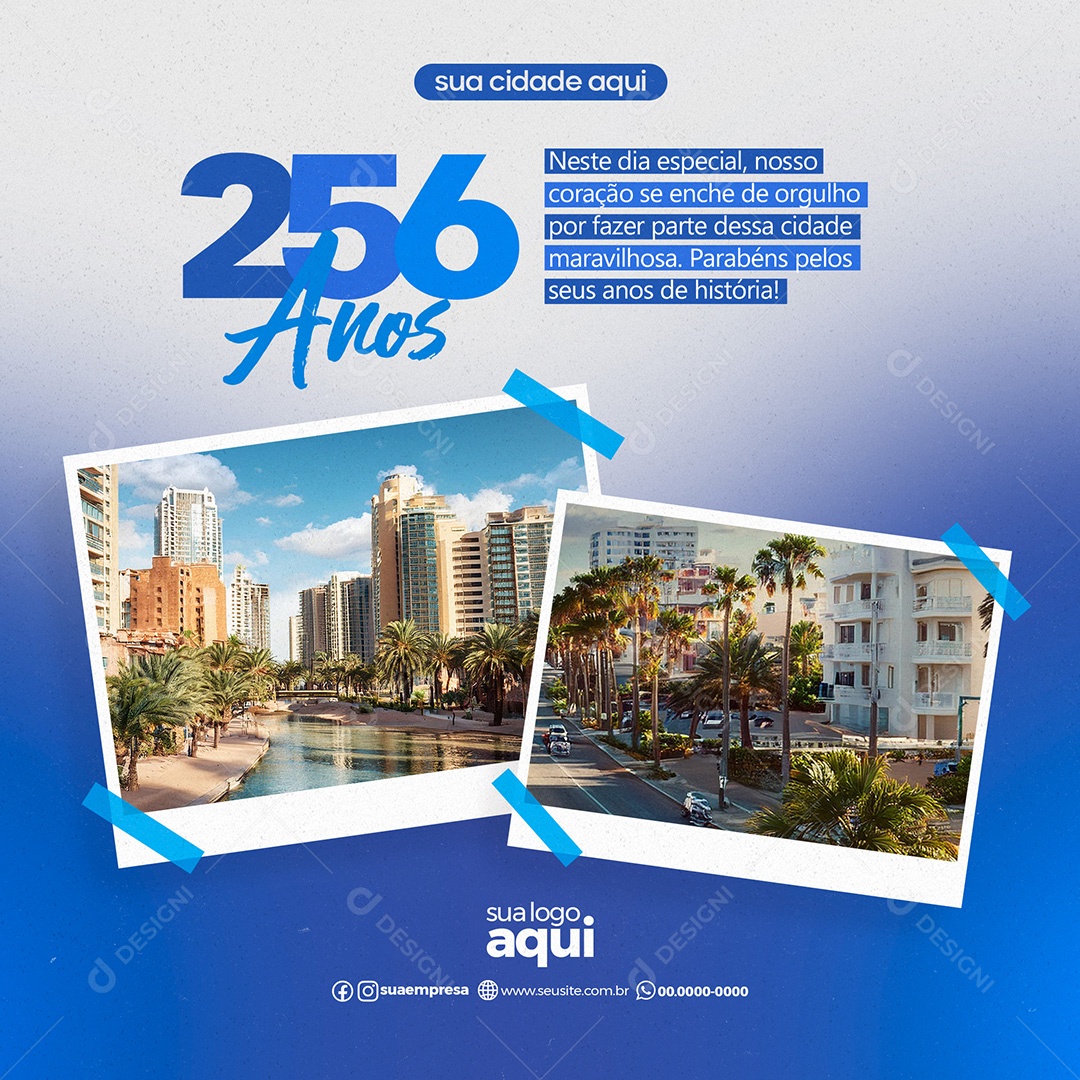 Aniversário de Cidade 256 Anos Social Media PSD Editável