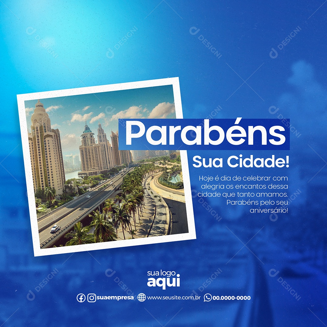 Aniversário de Cidade Hoje é dia de Celebrar com Alegria Social Media PSD Editável