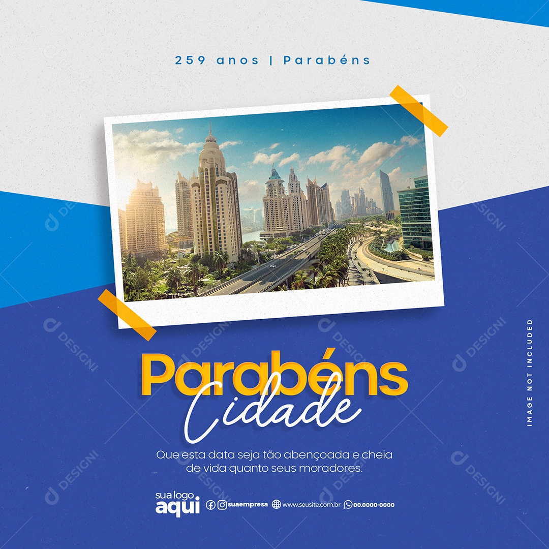 Aniversário de Cidade Que Está Data Seja Tão Abençoada Social Media PSD Editável