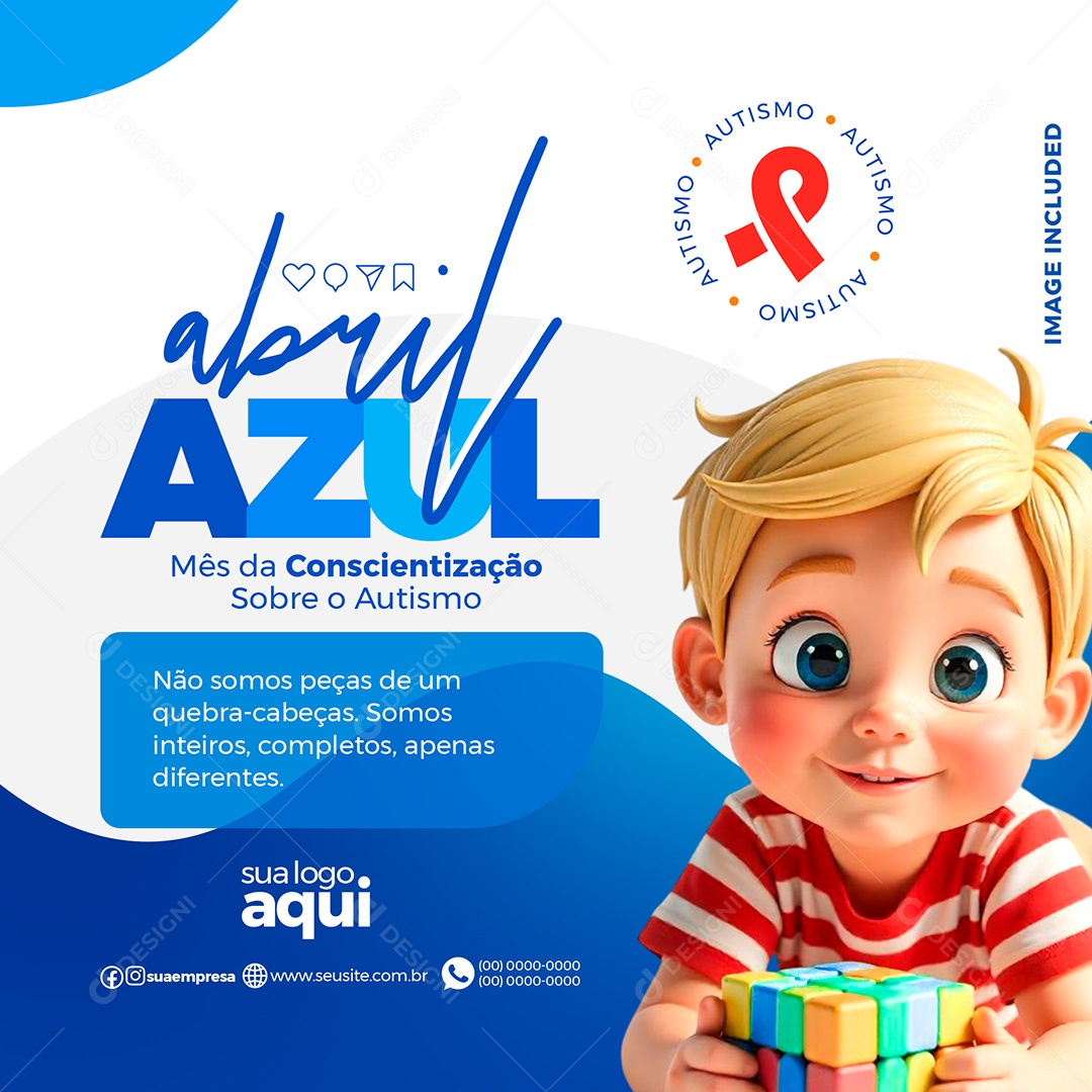 Dia Do Orgulho Autista 18 de Junho Social Media PSD Editável