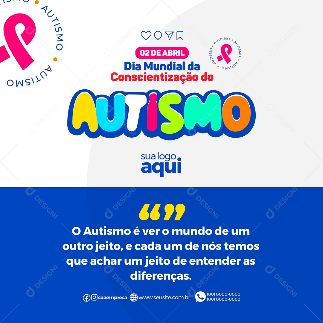 Dia Do Orgulho Autista 18 de Junho Social Media PSD Editável